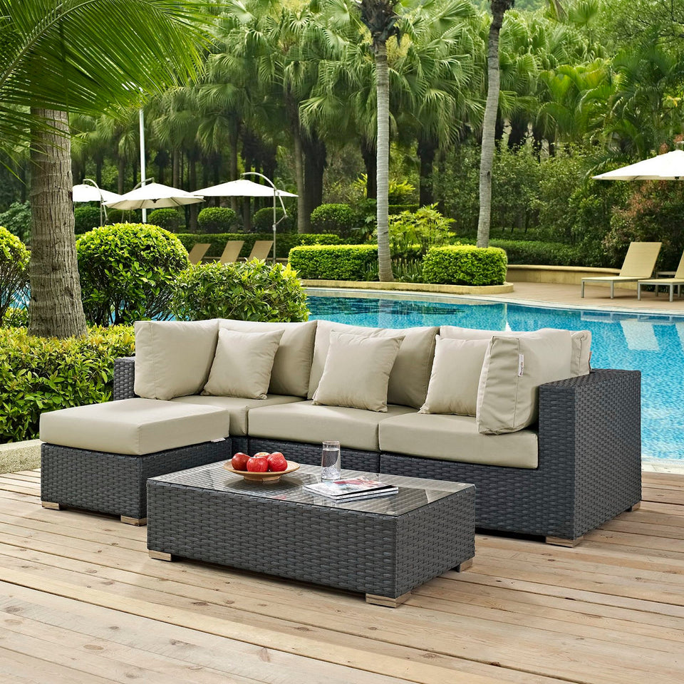 Sojourn 5 Piece Outdoor Sunbrella® Sectional Set by Modway