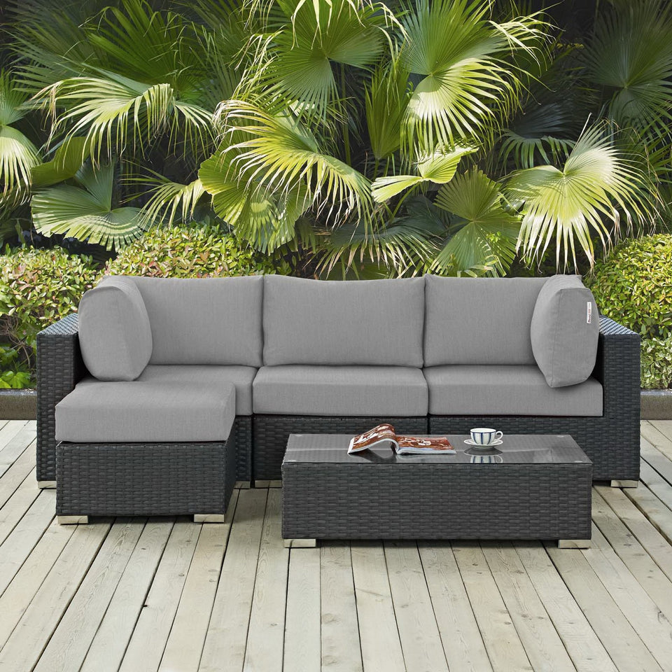 Sojourn 5 Piece Outdoor Sunbrella® Sectional Set by Modway