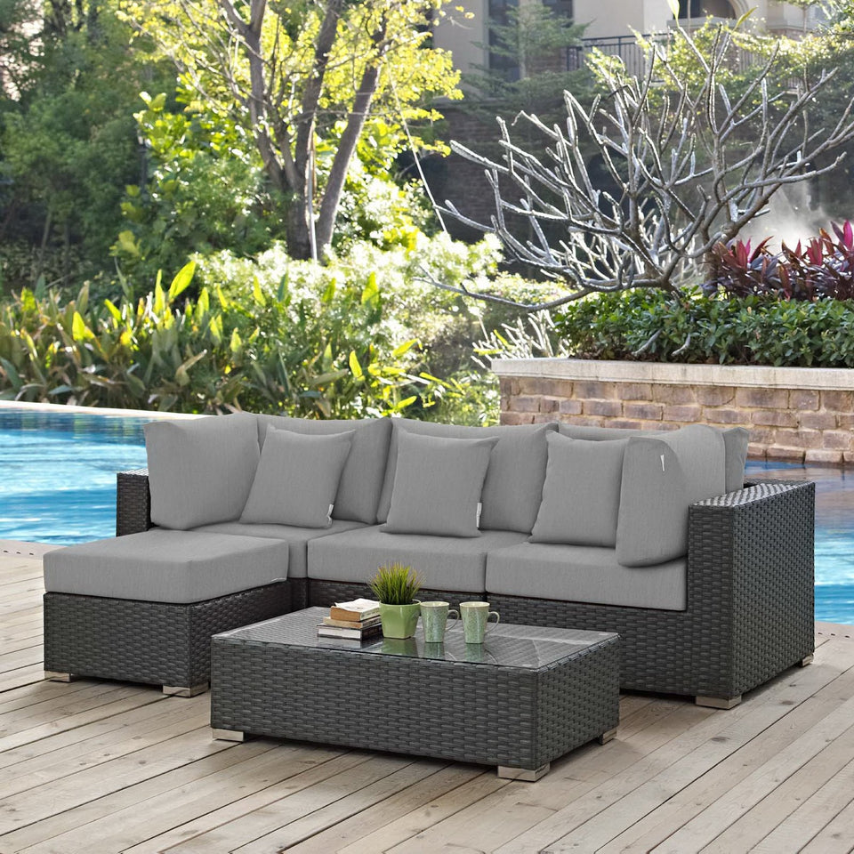 Sojourn 5 Piece Outdoor Sunbrella® Sectional Set by Modway