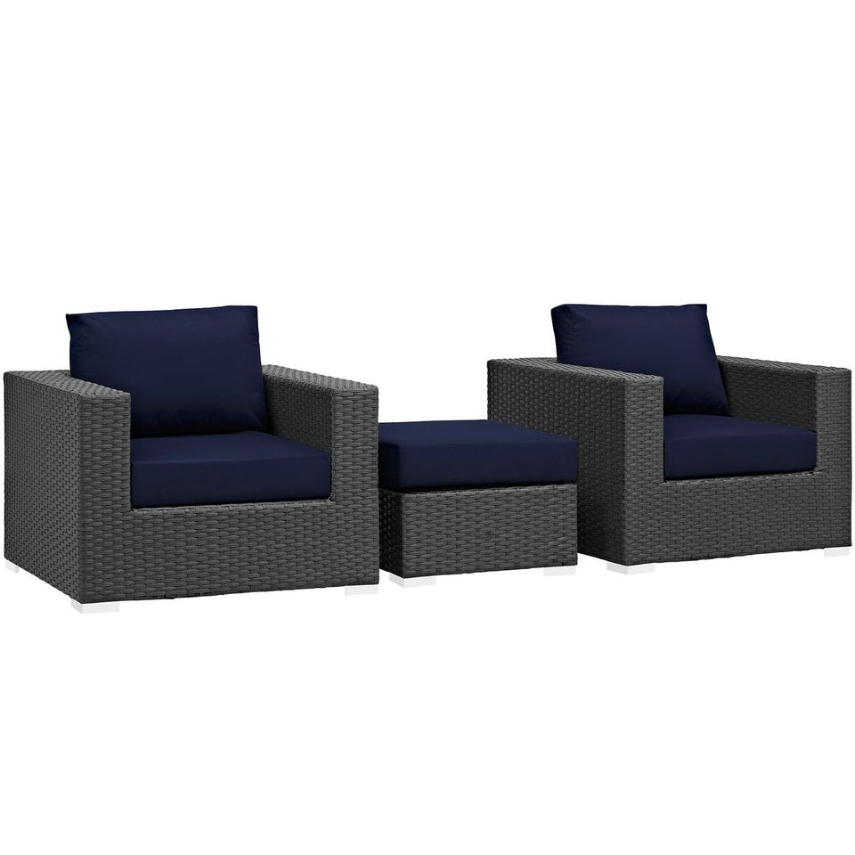 Sojourn 3 Piece Outdoor Patio SunbrellaÂ® Sectional Set by Modway