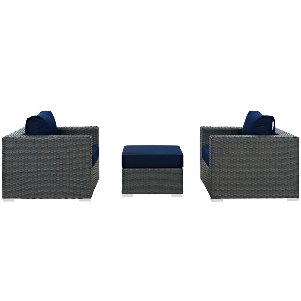 Sojourn 3 Piece Outdoor Patio SunbrellaÂ® Sectional Set by Modway