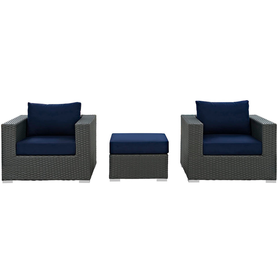Sojourn 3 Piece Outdoor Patio SunbrellaÂ® Sectional Set by Modway