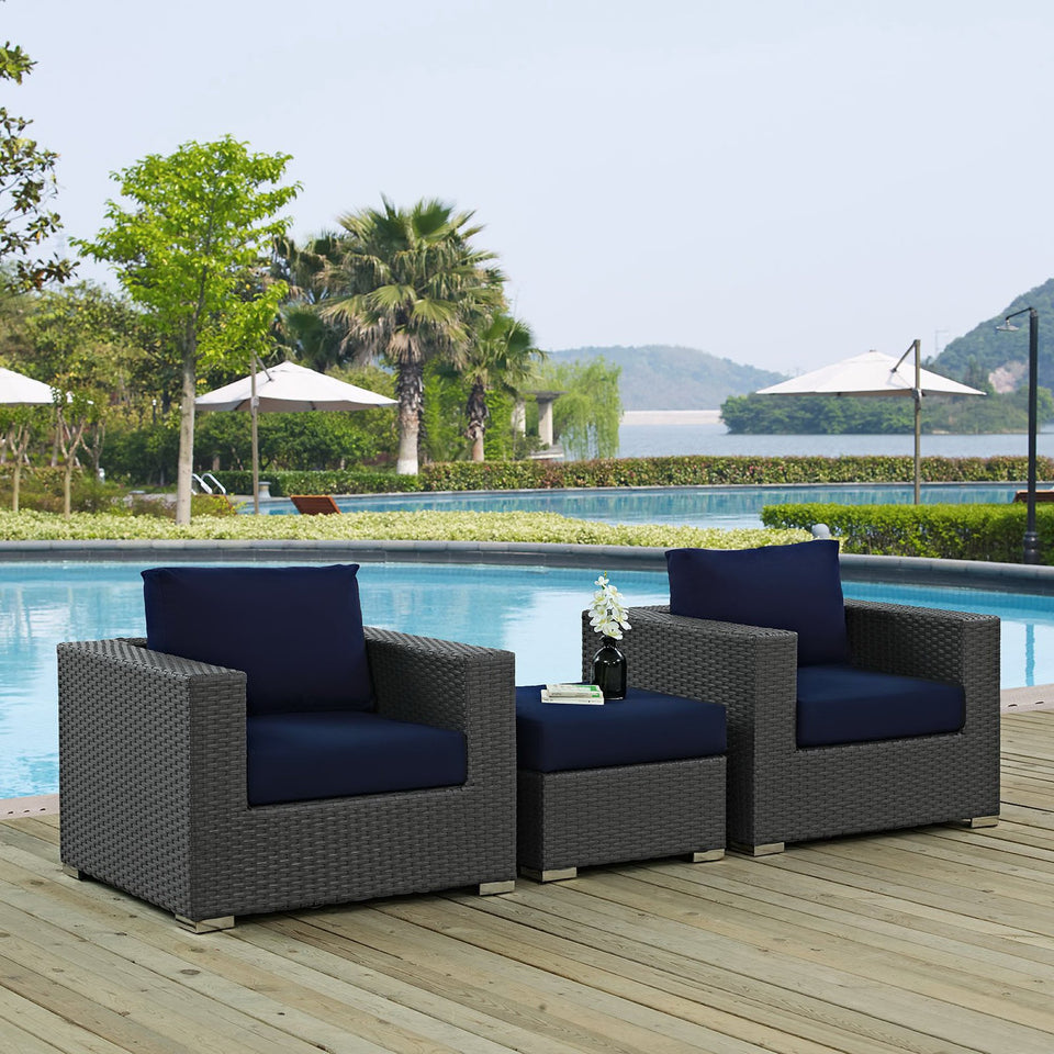 Sojourn 3 Piece Outdoor Patio SunbrellaÂ® Sectional Set by Modway