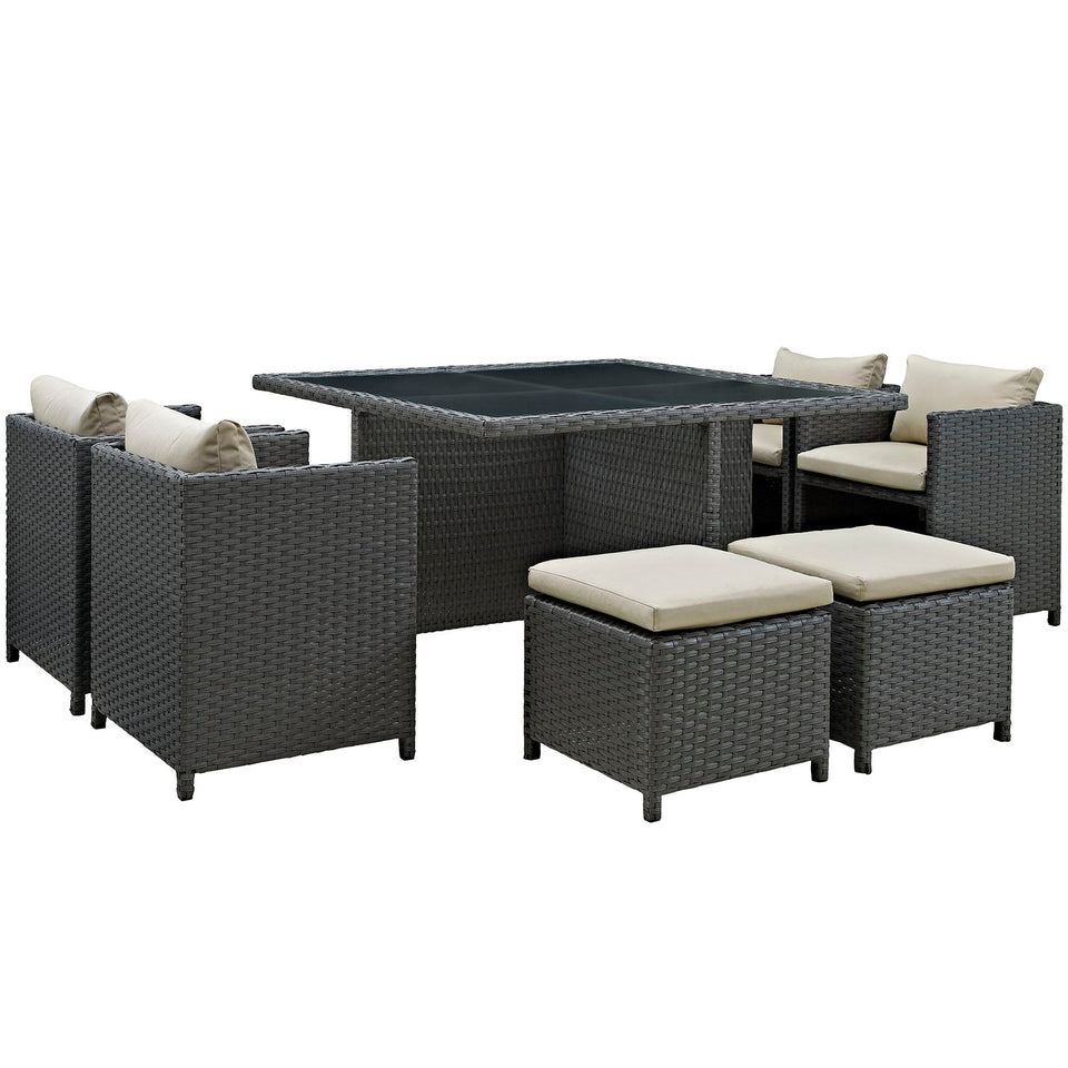 Sojourn 9 Piece Outdoor Patio Sunbrella® Dining Set by Modway