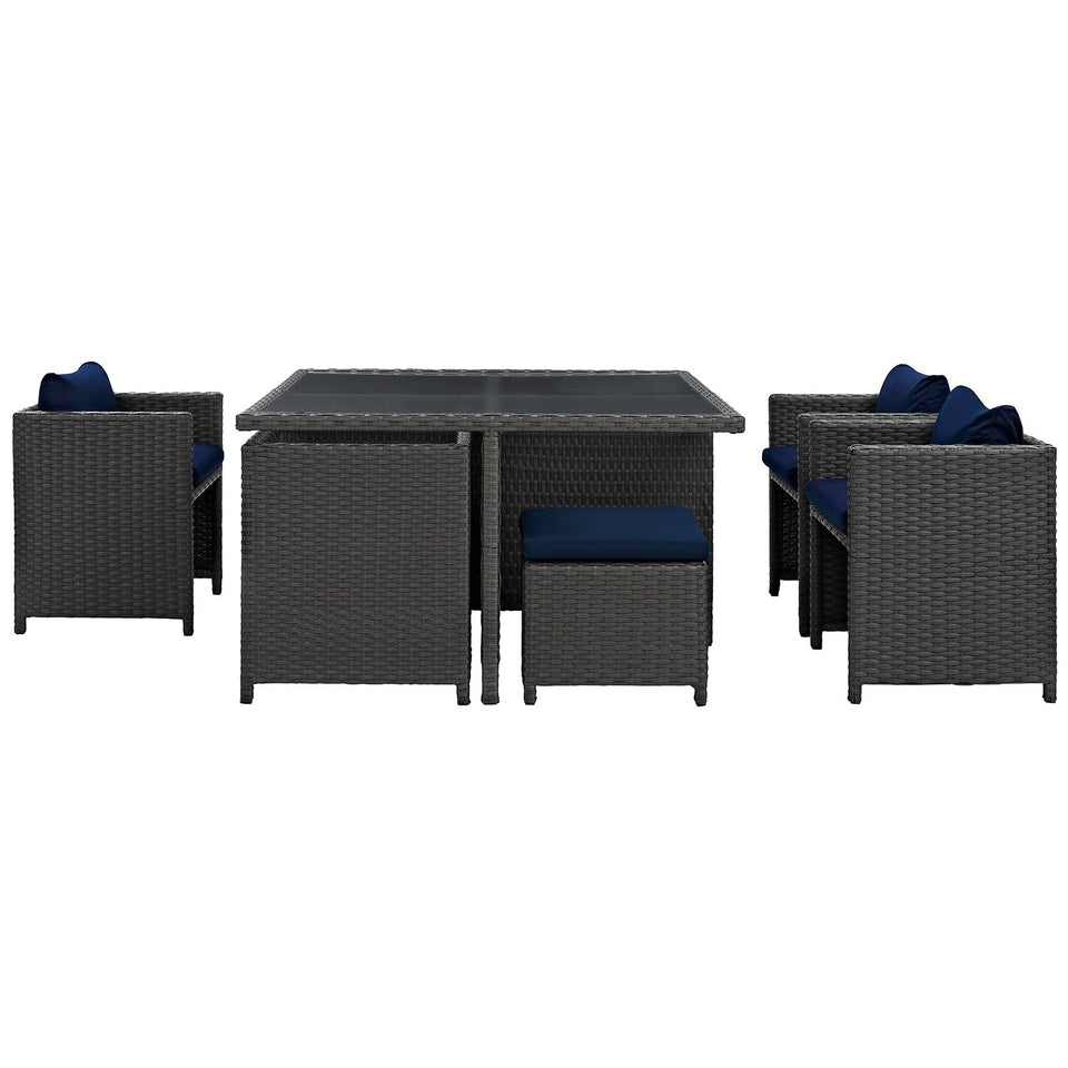 Sojourn 9 Piece Outdoor Patio Sunbrella® Dining Set by Modway
