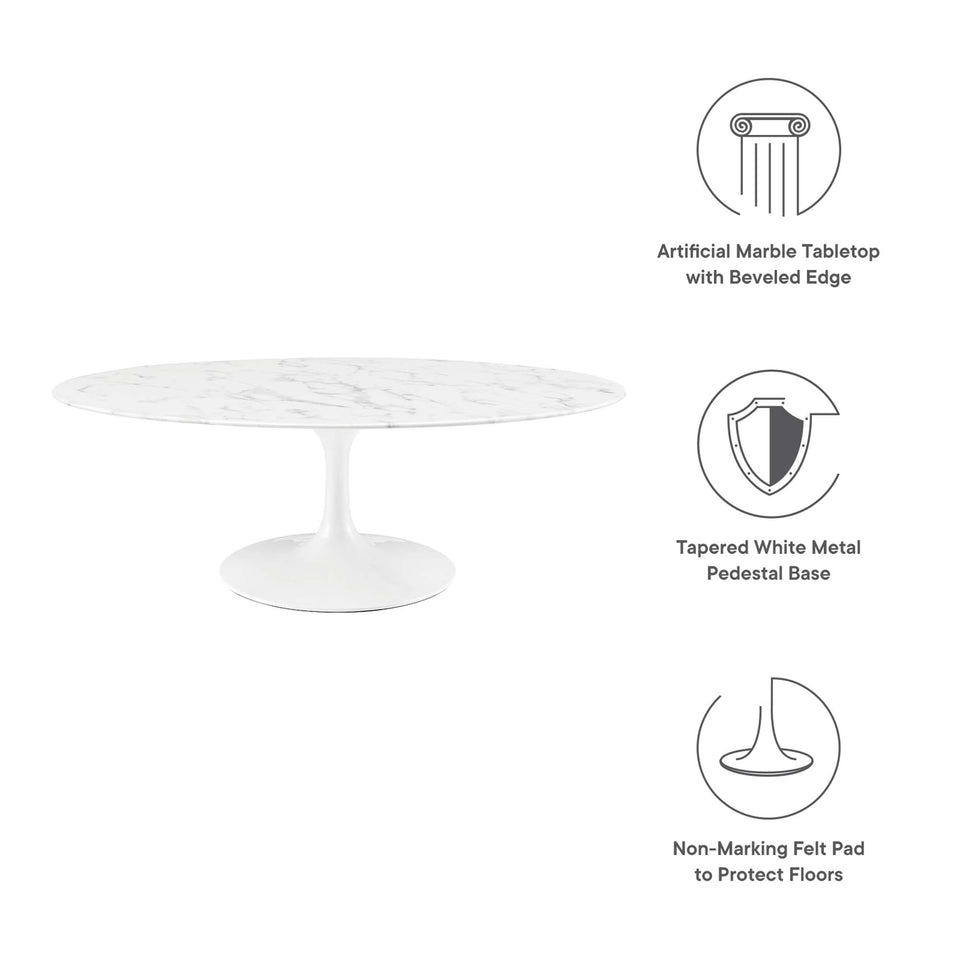 Lippa 48" Oval Faux Marble Coffee Table by Modway