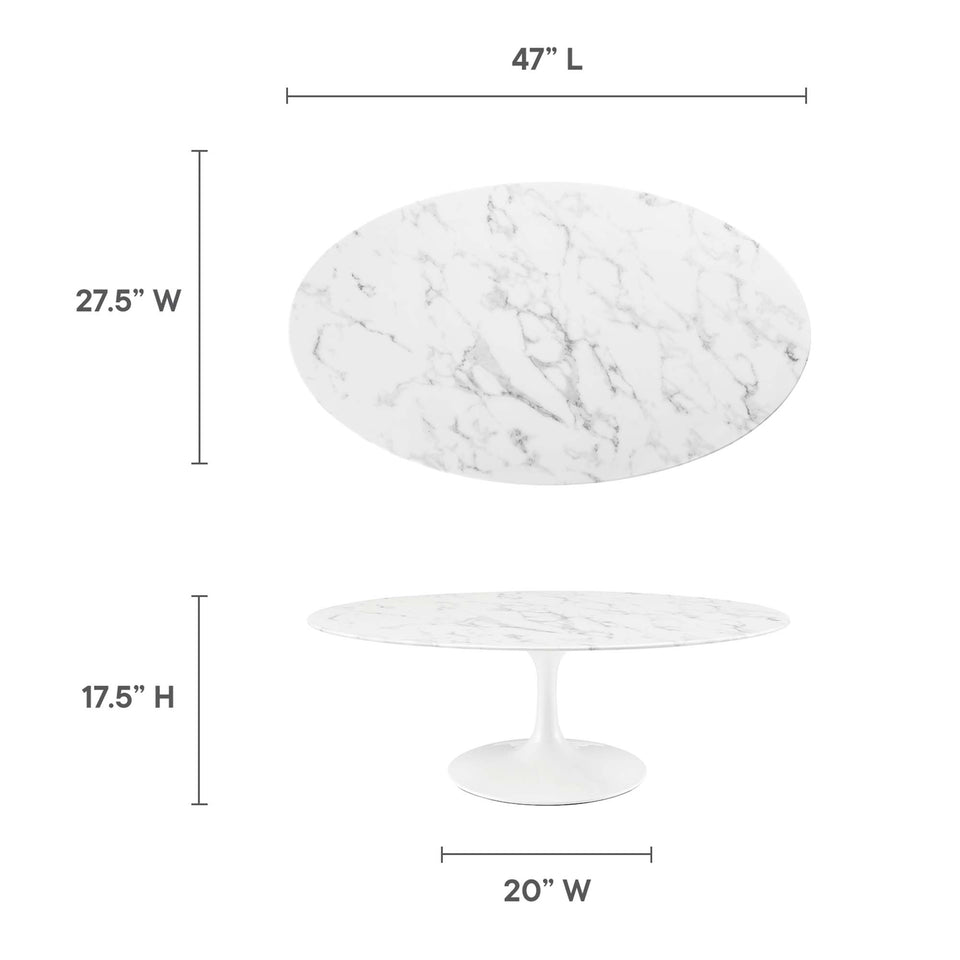 Lippa 48" Oval Faux Marble Coffee Table by Modway