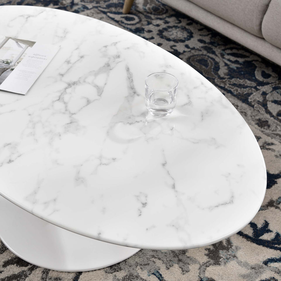 Lippa 48" Oval Faux Marble Coffee Table by Modway