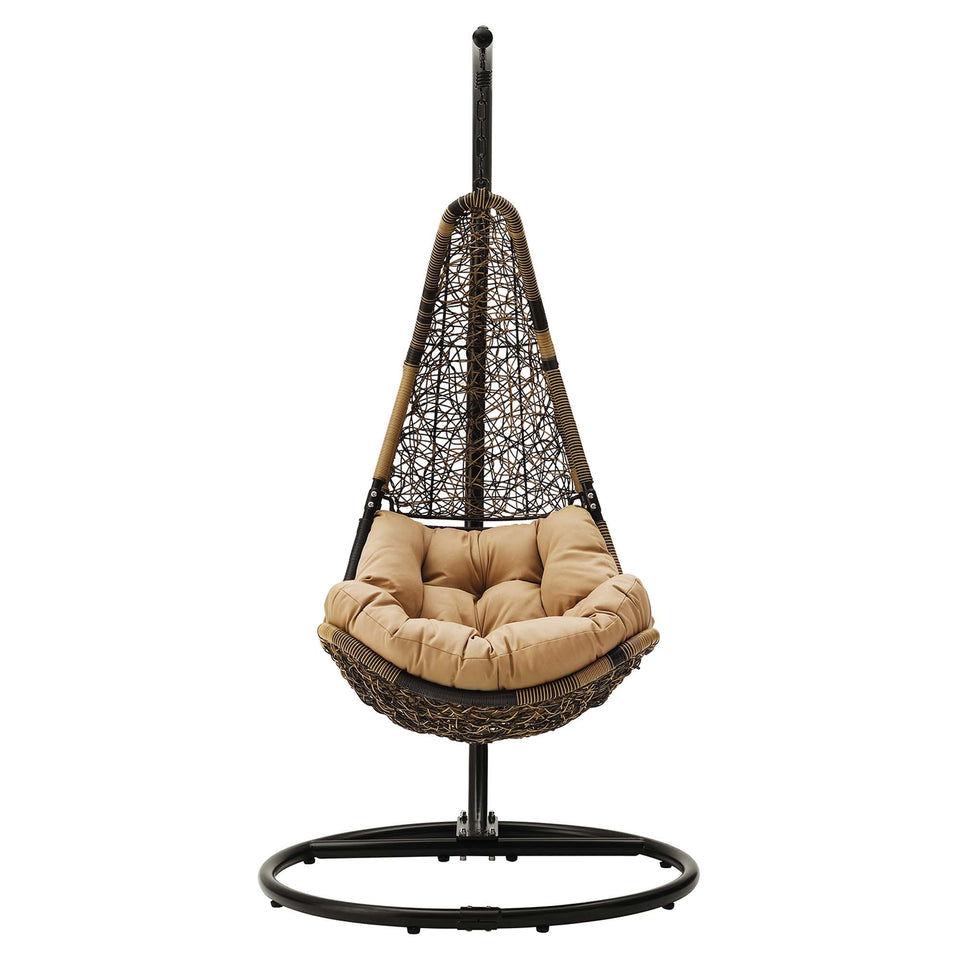 Abate Wicker Rattan Outdoor Patio Swing Chair in Black Mocha