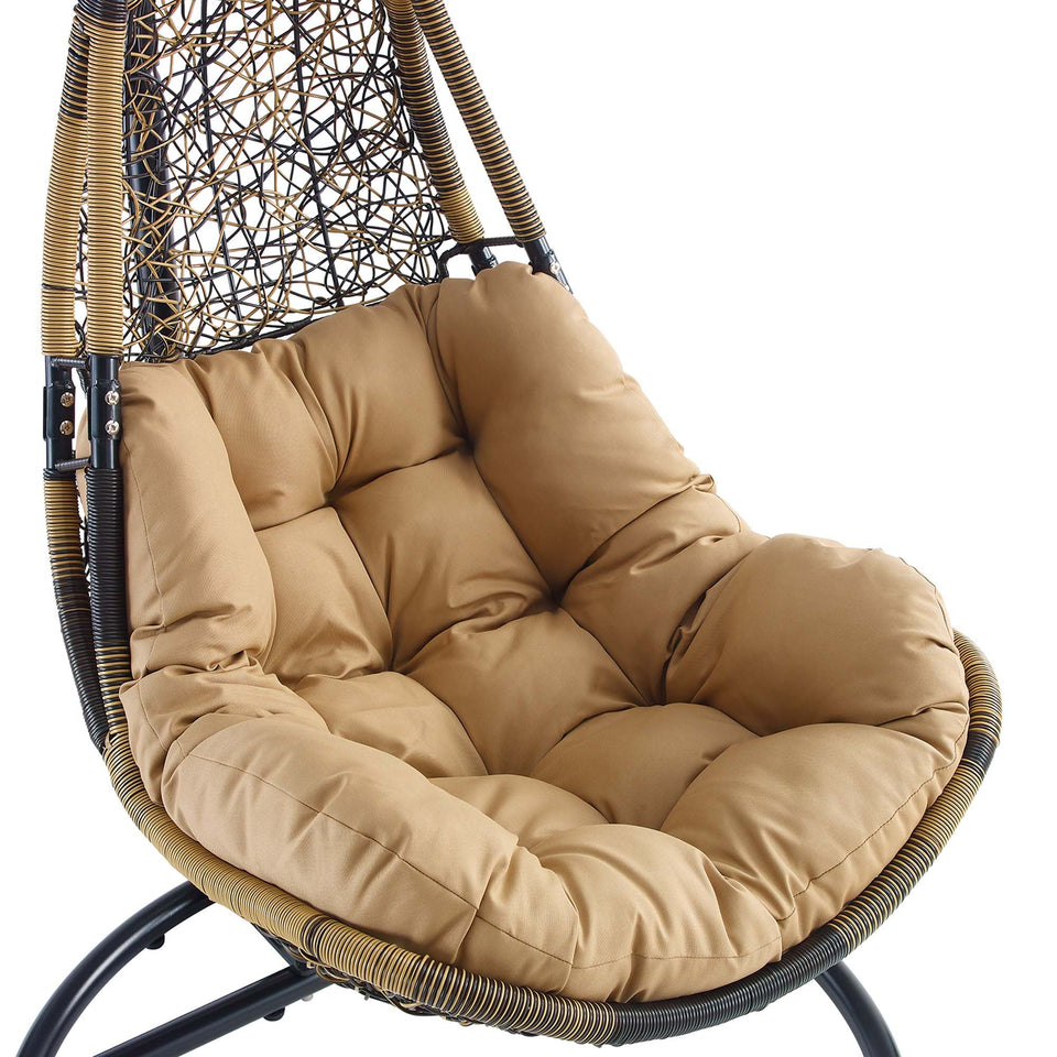 Abate Wicker Rattan Outdoor Patio Swing Chair in Black Mocha
