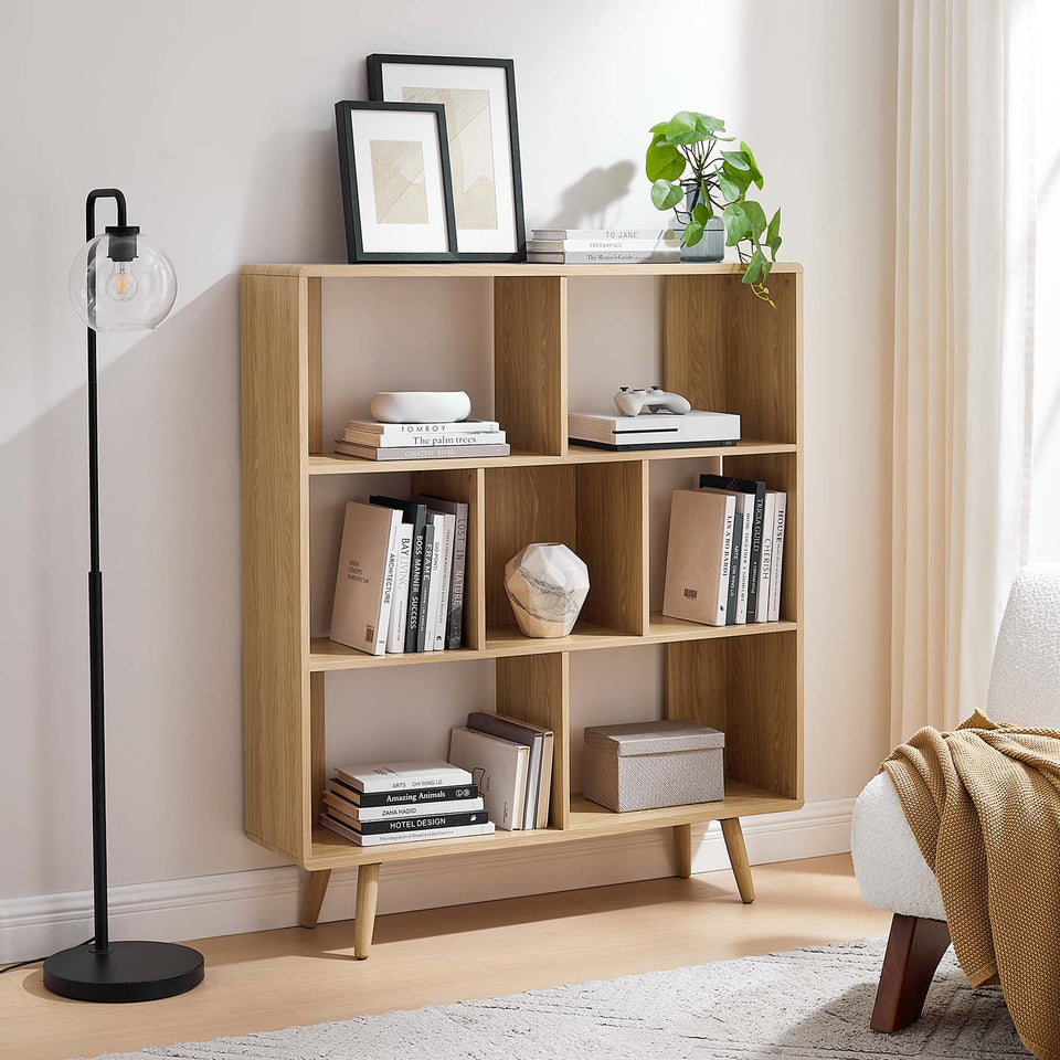 Transmit 7 Shelf Wood Grain Bookcase by Modway