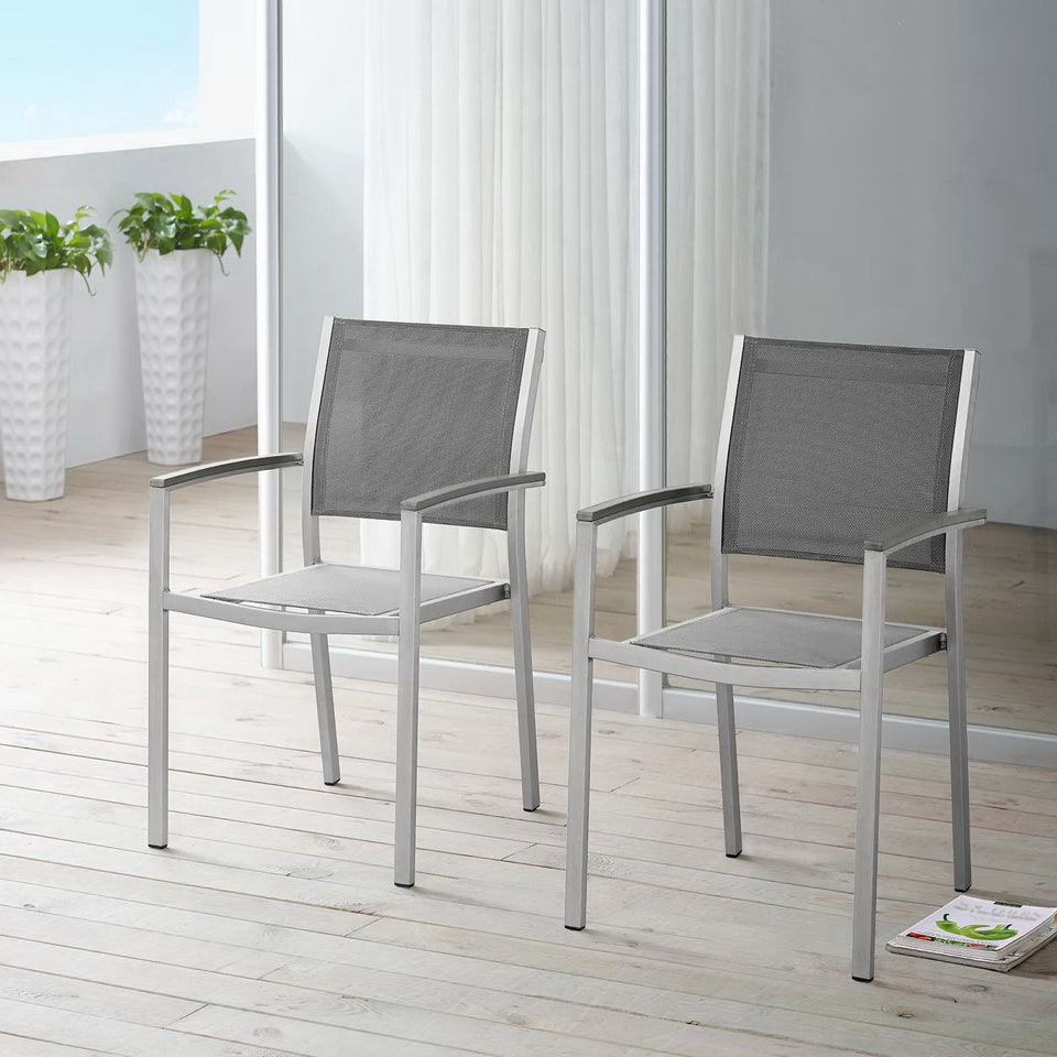 Shore Outdoor Patio Aluminum Dining Chair Set of 2 by Modway