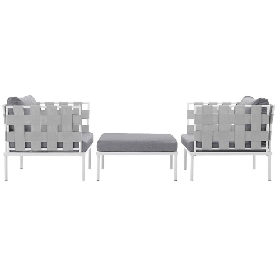 Harmony 3 Piece Outdoor Patio Aluminum Sectional Sofa Set by Modway