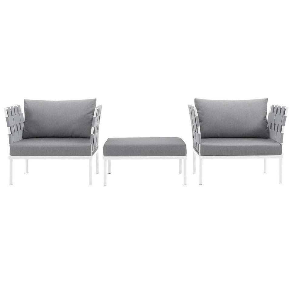 Harmony 3 Piece Outdoor Patio Aluminum Sectional Sofa Set by Modway