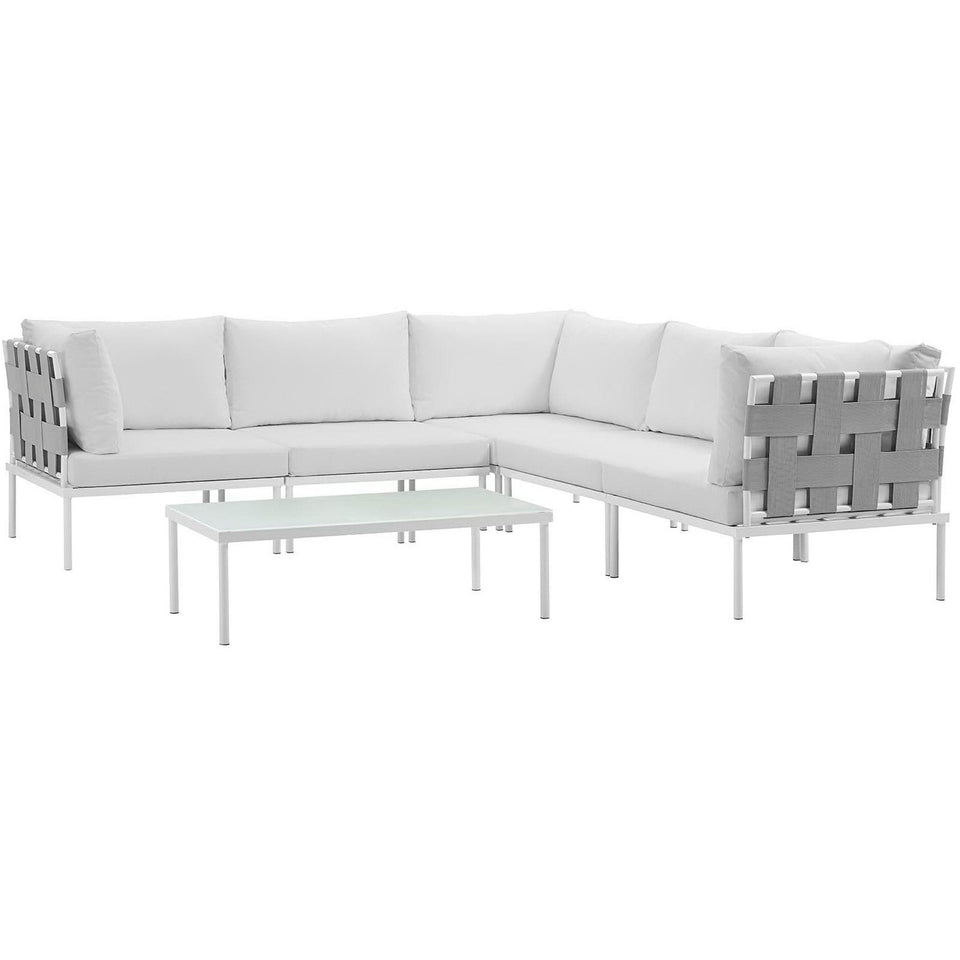 Harmony 6 Piece Outdoor Aluminum Sectional Sofa Set by Modway