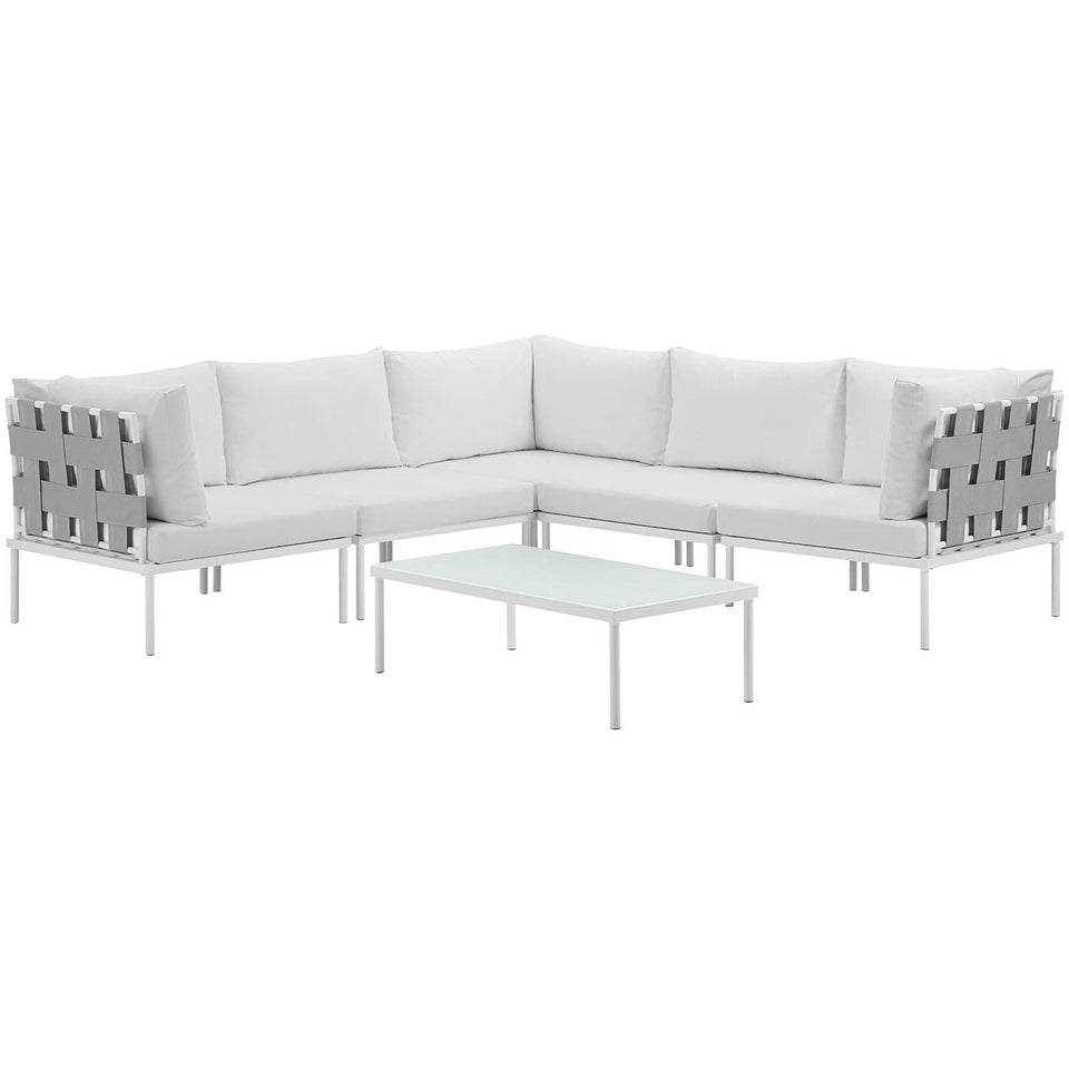Harmony 6 Piece Outdoor Aluminum Sectional Sofa Set by Modway