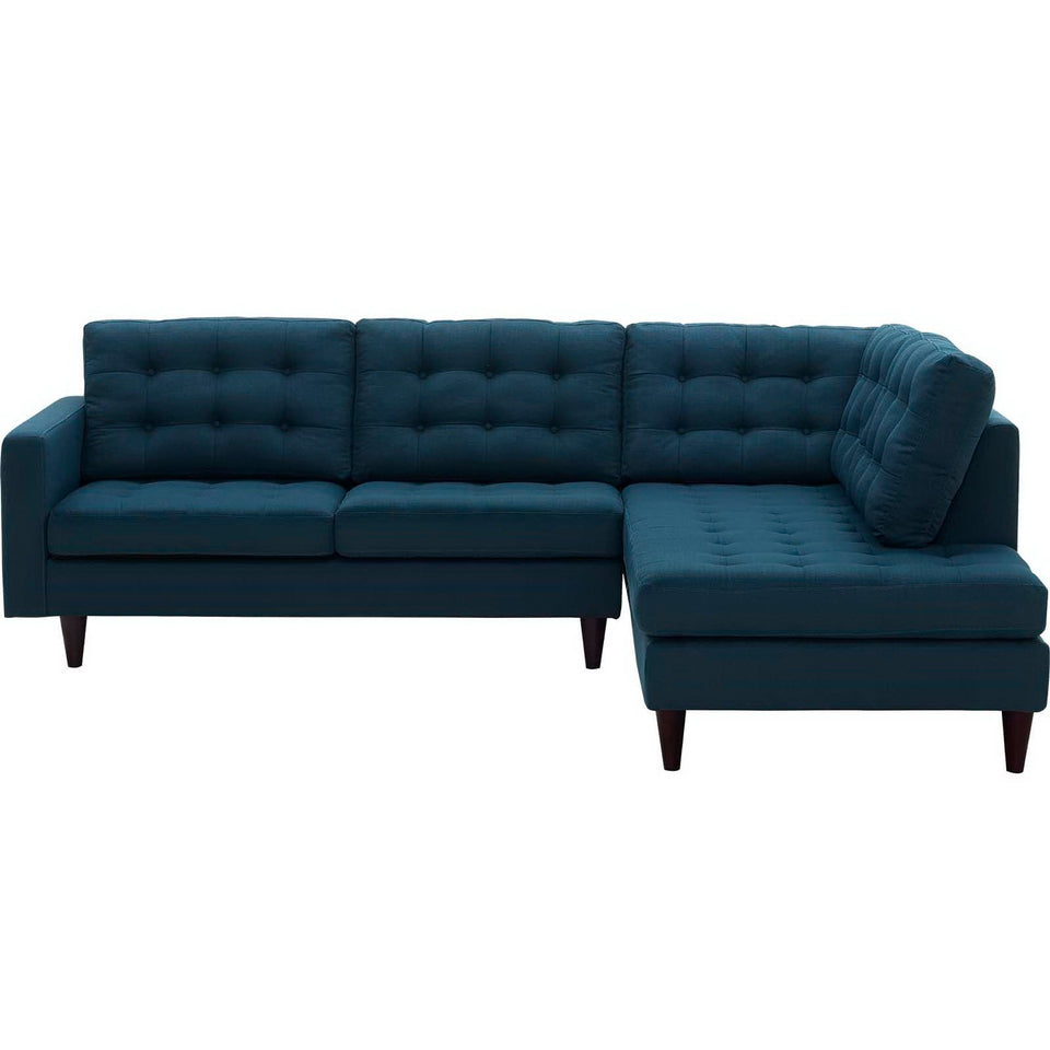 Empress 2 Piece Upholstered Fabric Right Facing Bumper Sectional by Modway