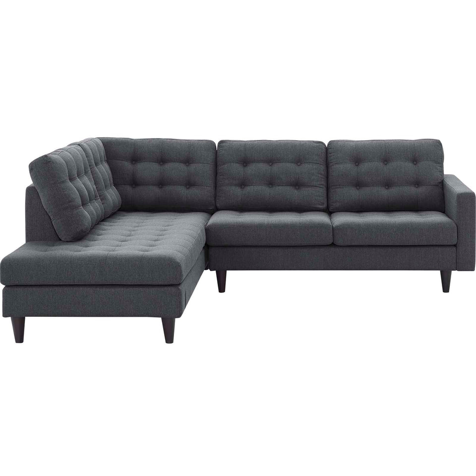 Empress 2 Piece Upholstered Fabric Left Facing Bumper Sectional by Modway