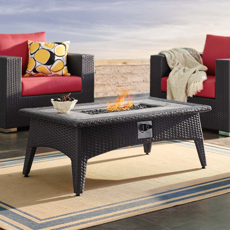 Splendor 43.5" Rectangle Outdoor Patio Fire Pit Table by Modway