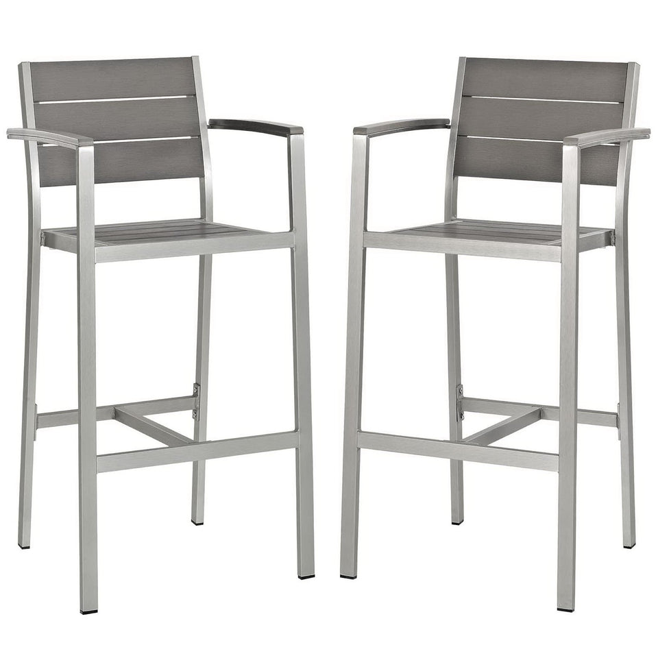 Shore Outdoor Patio Aluminum Bar Stool Set of 2 by Modway