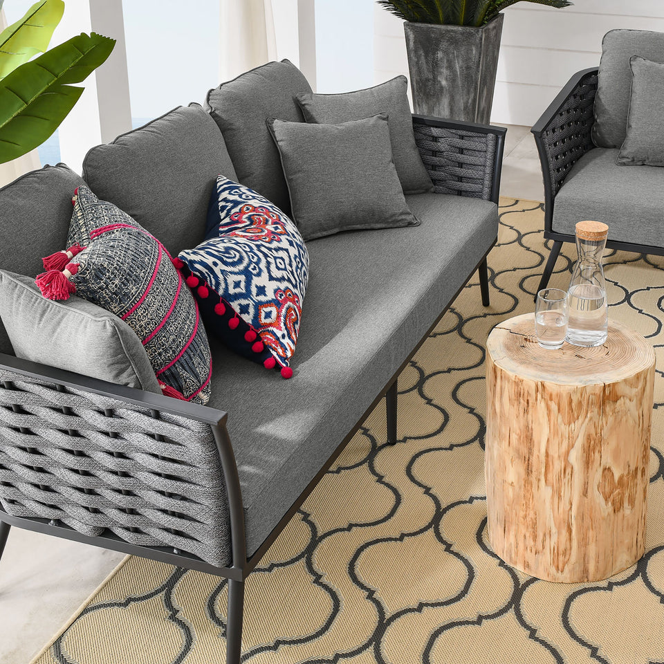 Stance 3 Piece Outdoor Patio Aluminum Sectional Sofa Set by Modway