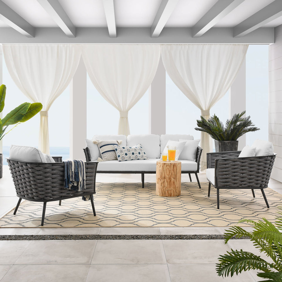 Stance 3 Piece Outdoor Patio Aluminum Sectional Sofa Set by Modway