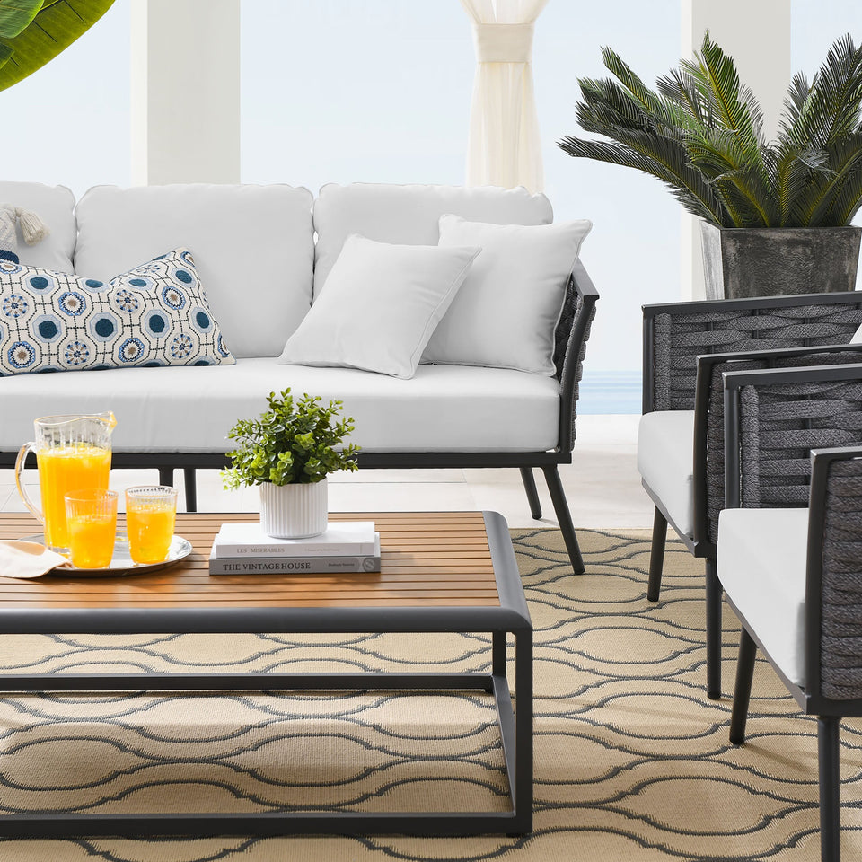 Stance 4 Piece Outdoor Patio Aluminum Sectional Sofa Set by Modway