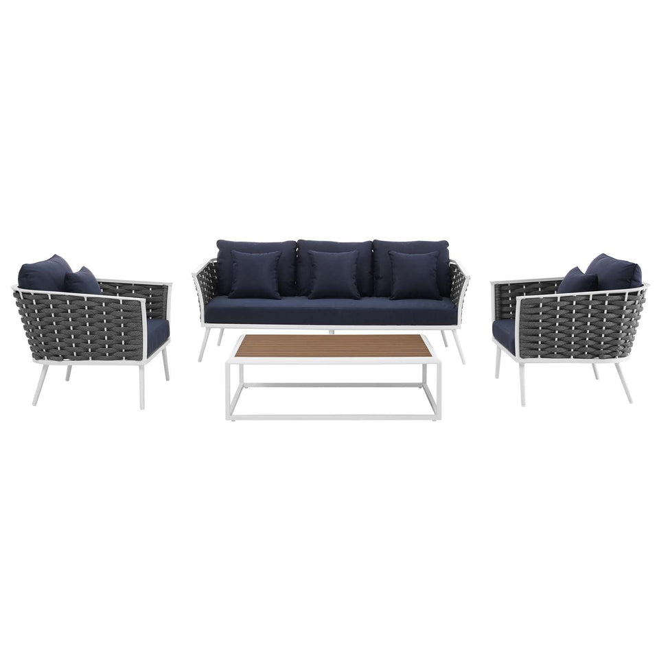 Stance 4 Piece Outdoor Patio Aluminum Sectional Sofa Set by Modway
