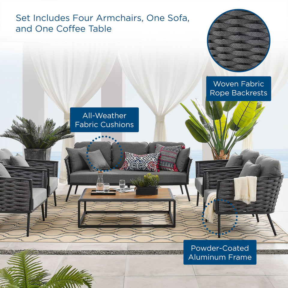 Stance 6 Piece Outdoor Patio Aluminum Sectional Sofa Set by Modway