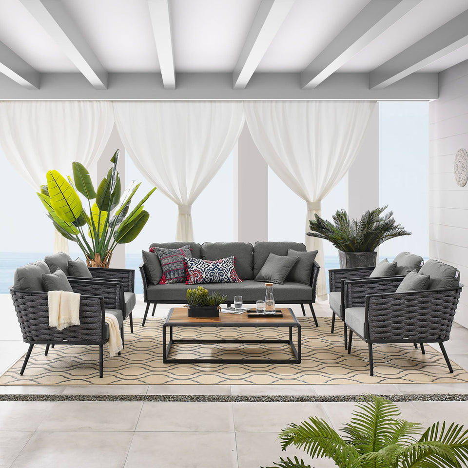 Stance 6 Piece Outdoor Patio Aluminum Sectional Sofa Set by Modway