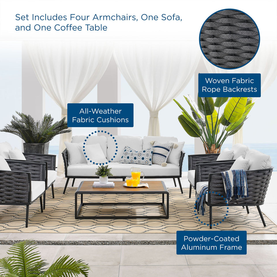 Stance 6 Piece Outdoor Patio Aluminum Sectional Sofa Set by Modway