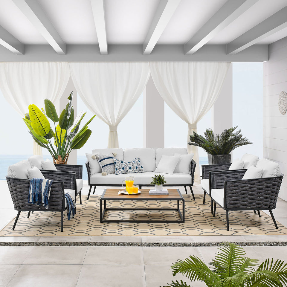 Stance 6 Piece Outdoor Patio Aluminum Sectional Sofa Set by Modway