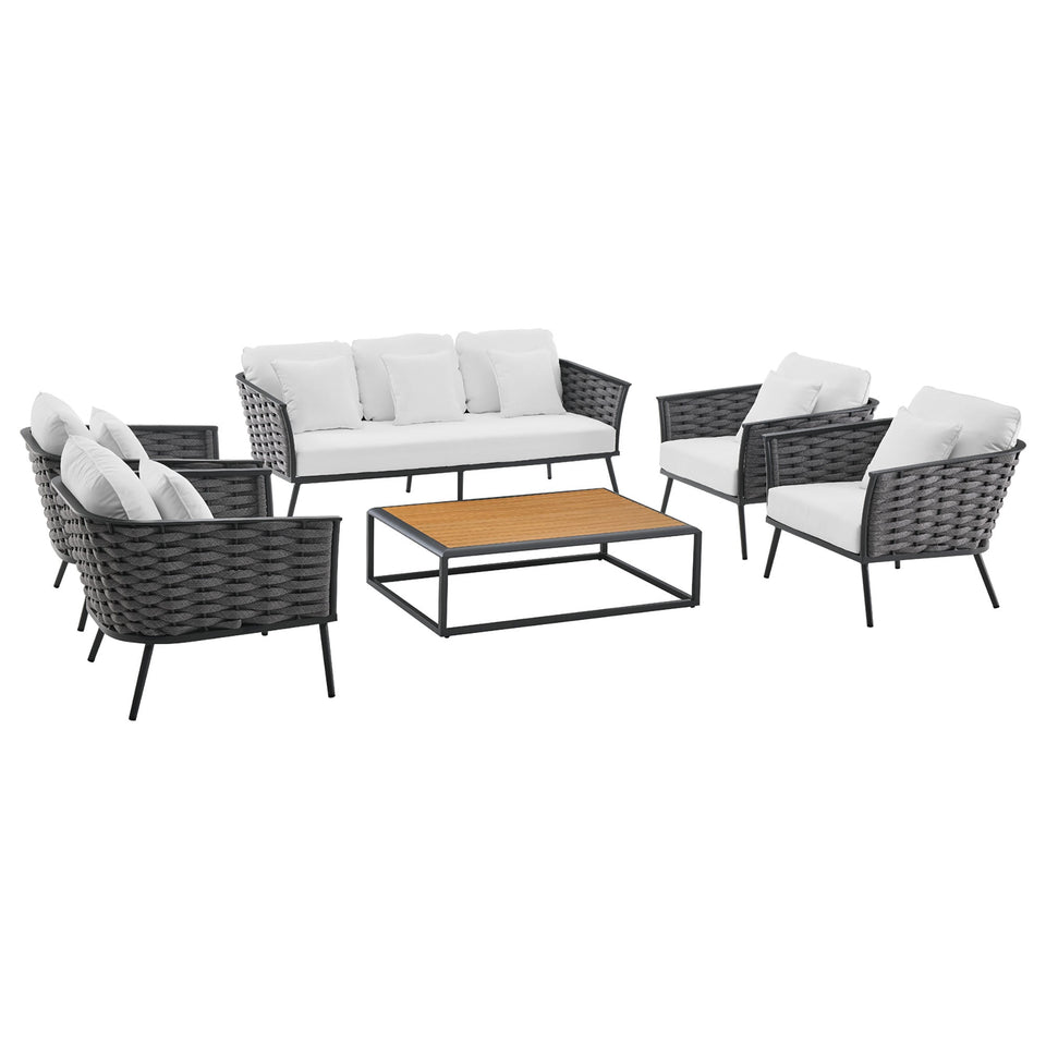 Stance 6 Piece Outdoor Patio Aluminum Sectional Sofa Set by Modway