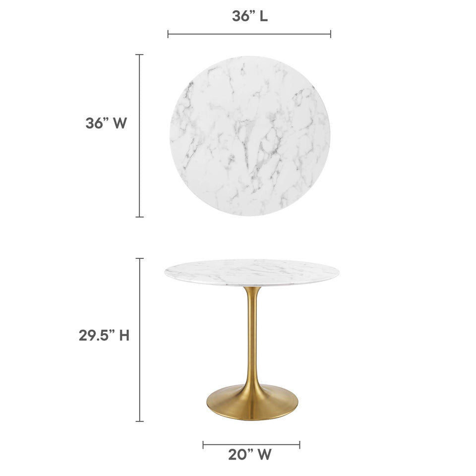 Lippa 36" Round Faux Marble Dining Table by Modway