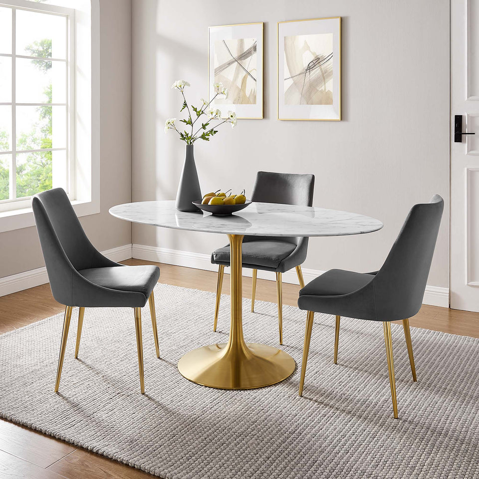 Lippa 60" Oval Faux Marble Dining Table by Modway