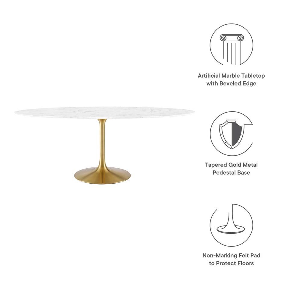 Lippa 78" Oval Faux Marble Dining Table by Modway