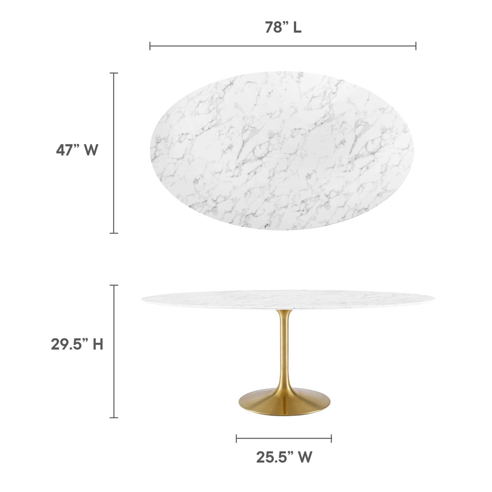 Lippa 78" Oval Faux Marble Dining Table by Modway