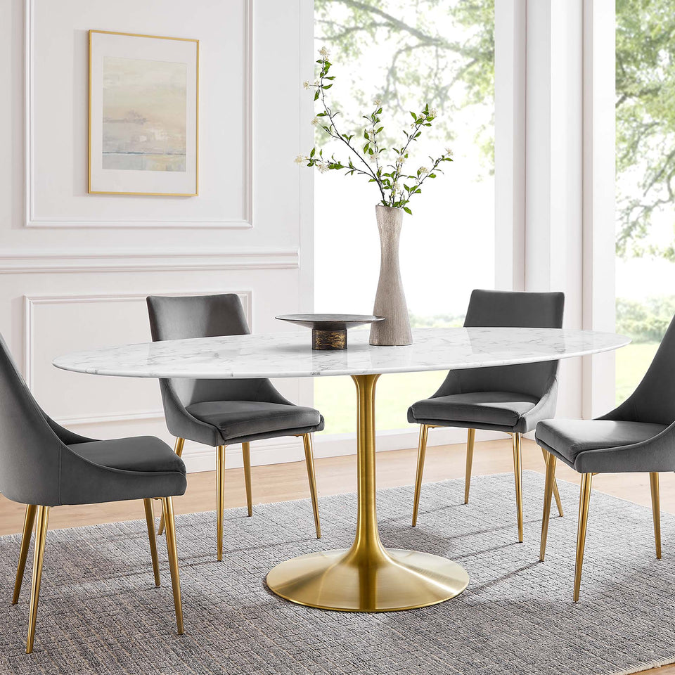 Lippa 78" Oval Faux Marble Dining Table by Modway