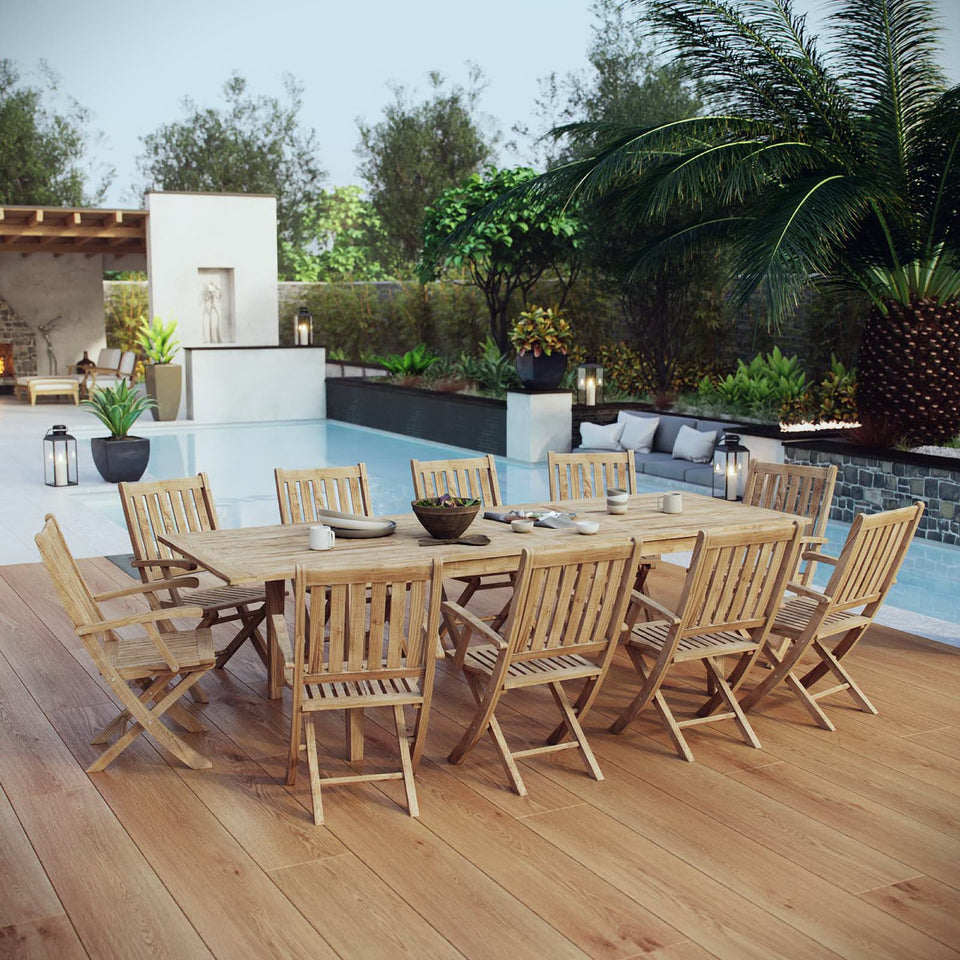 Marina 11 Piece Outdoor Patio Teak Dining Set by Modway