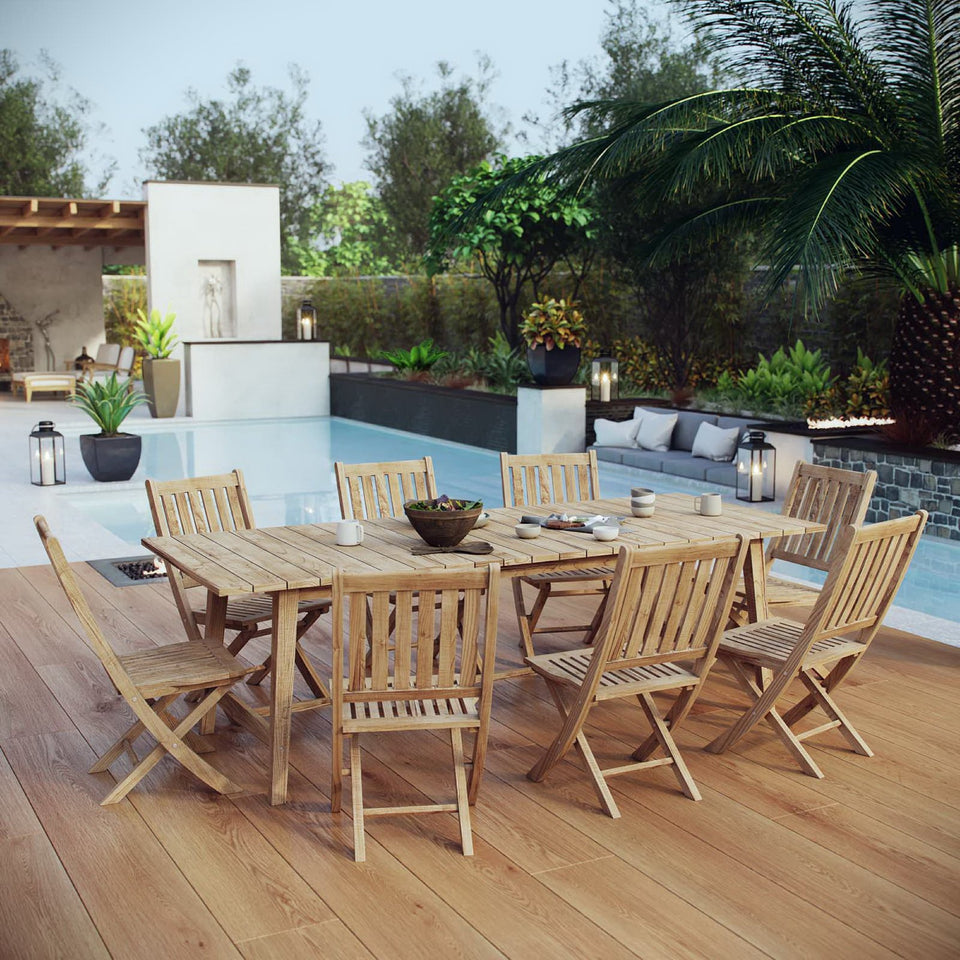 Marina 9 Piece Outdoor Patio Teak Dining Set by Modway