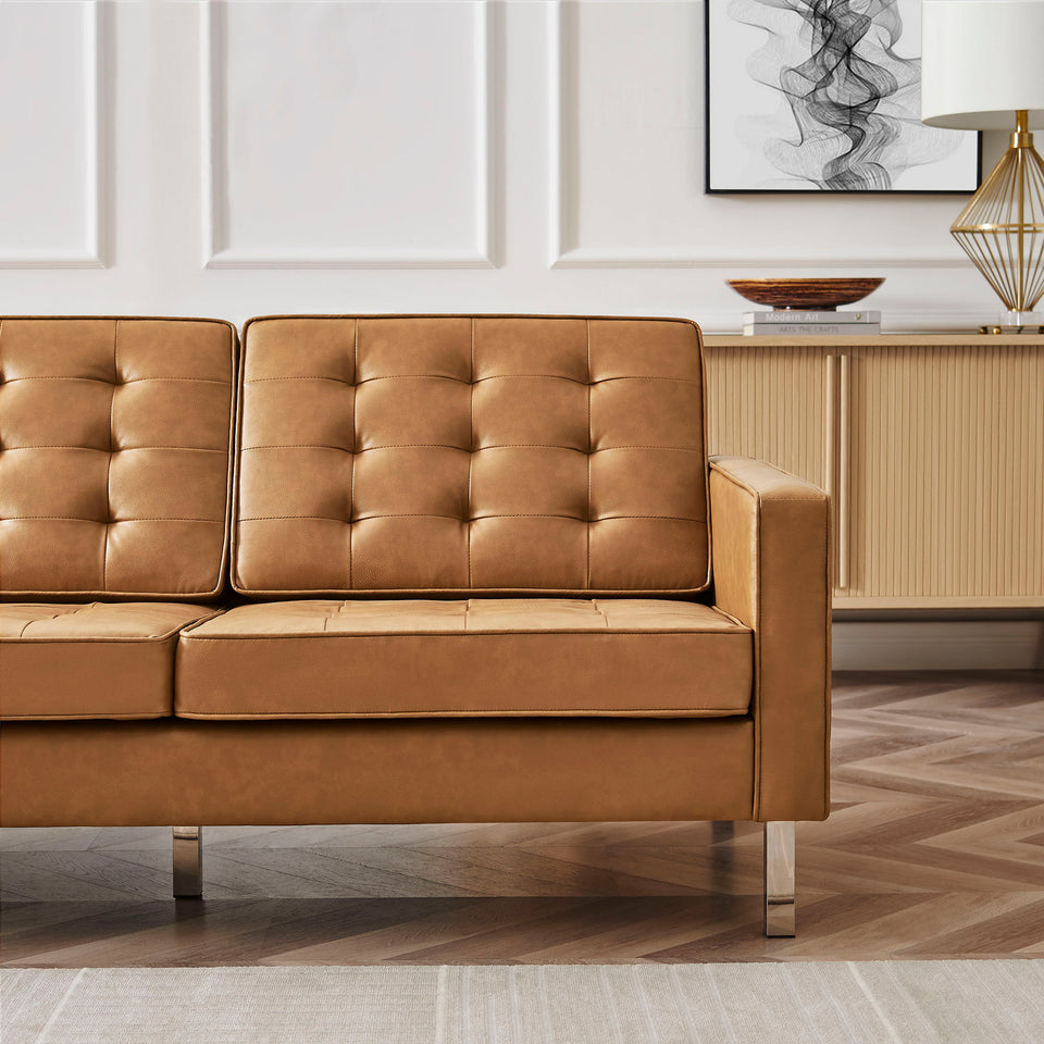 Loft Tufted Vegan Leather Sofa by Modway