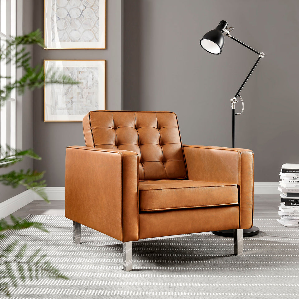 Loft Tufted Vegan Leather Armchair by Modway