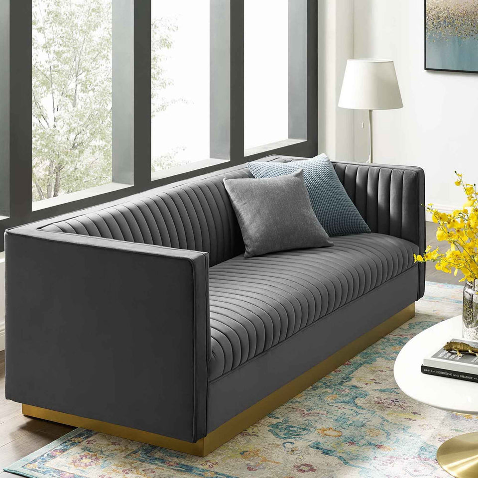Sanguine Vertical Channel Tufted Performance Velvet Sofa by Modway