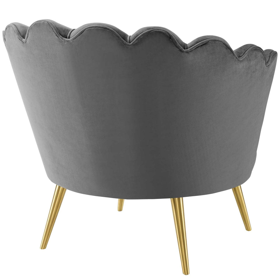 Admire Scalloped Edge Performance Velvet Accent Armchair by Modway
