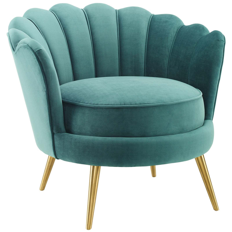 Admire Scalloped Edge Performance Velvet Accent Armchair by Modway