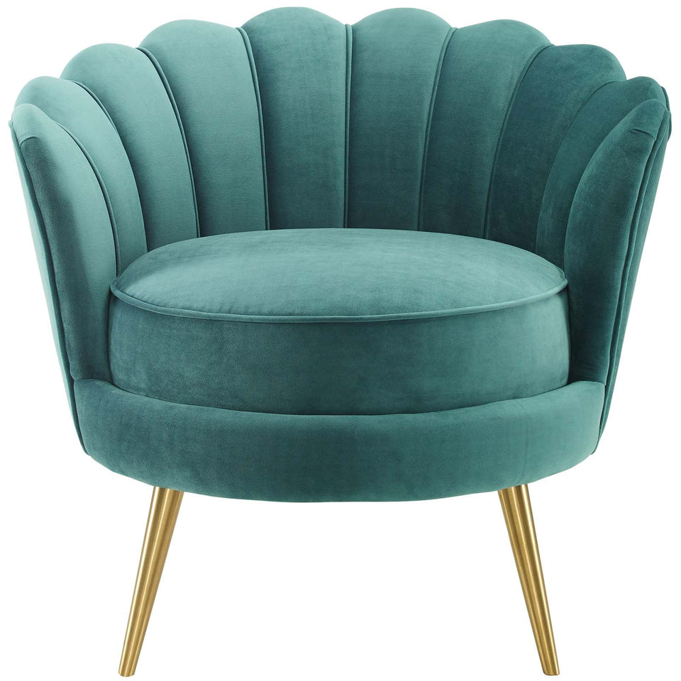 Admire Scalloped Edge Performance Velvet Accent Armchair by Modway