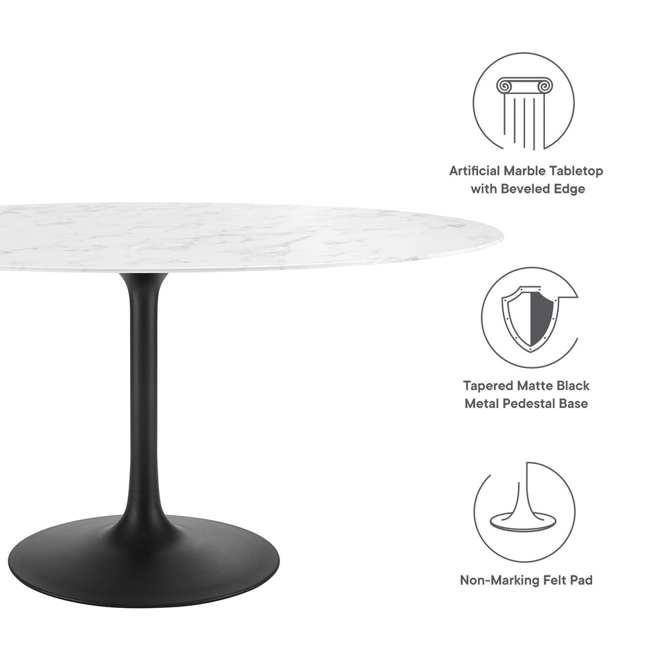 Lippa 60" Oval Faux Marble Dining Table by Modway