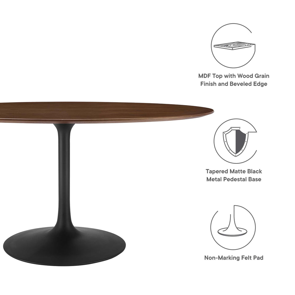 Lippa 60" Oval Walnut Wood Dining Table by Modway