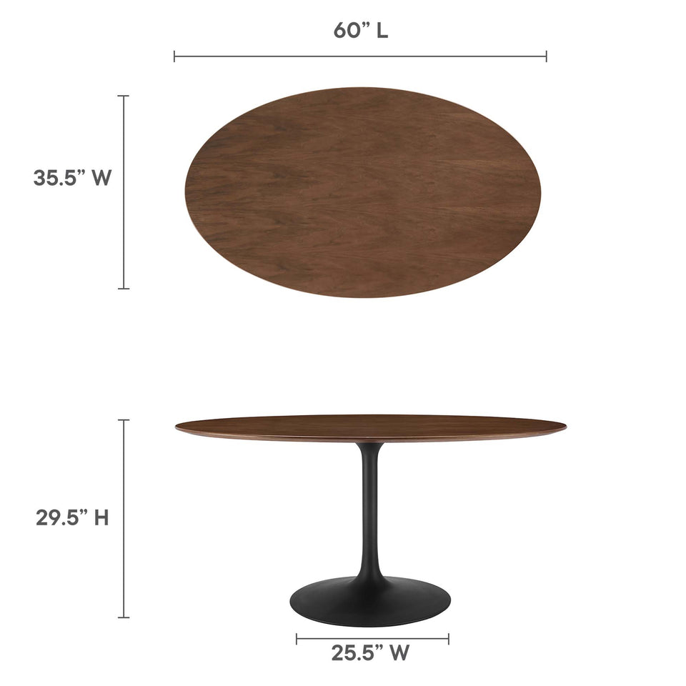 Lippa 60" Oval Walnut Wood Dining Table by Modway