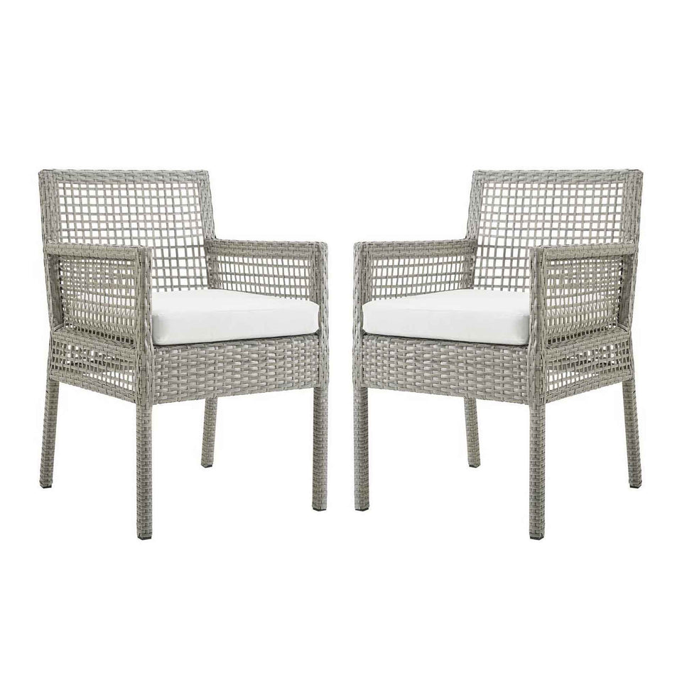 Aura Outdoor Patio Wicker Rattan Dining Armchair Set of 2 by Modway